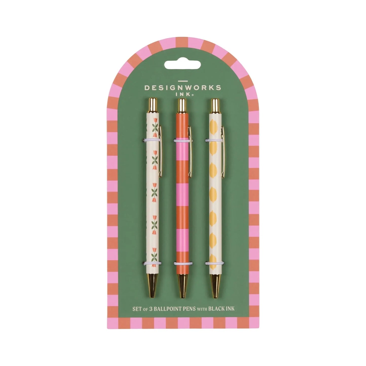 Kugelschreiber farbig, 3er Pack: Flower, Stripe, Lemon
