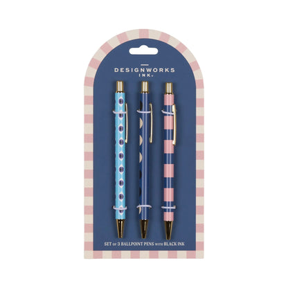 Kugelschreiber farbig, 3er Pack: Eye, Moon, Stripe
