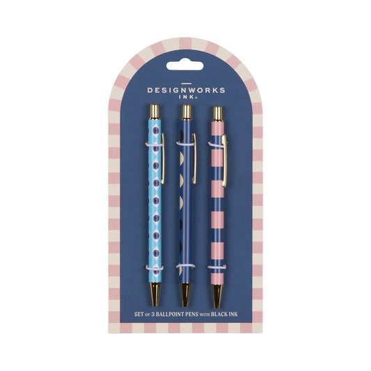 Kugelschreiber farbig, 3er Pack: Eye, Moon, Stripe